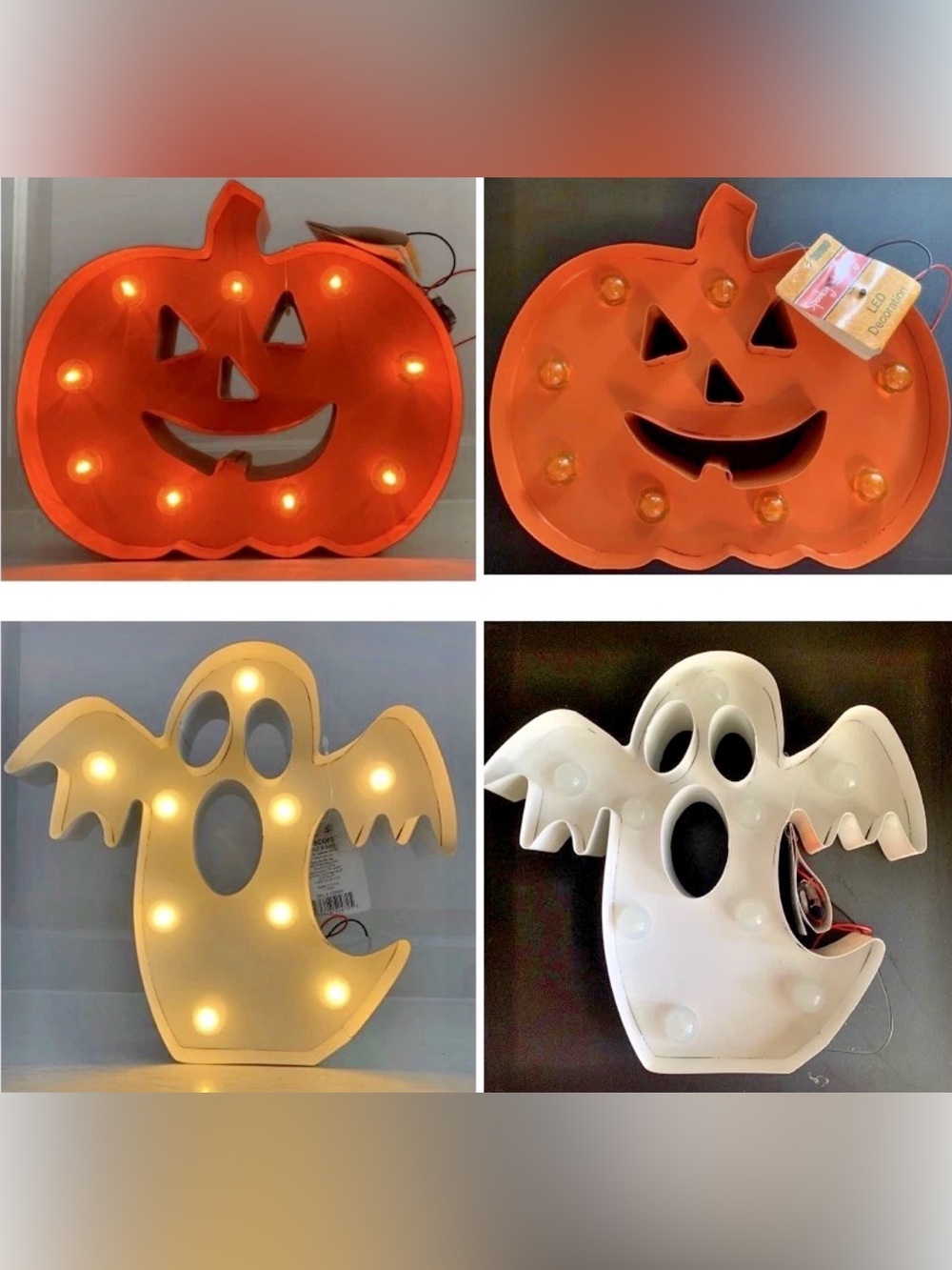 Halloween Led Light Up Ghost & Jack O Lantern Battery Operated Marquee Prop